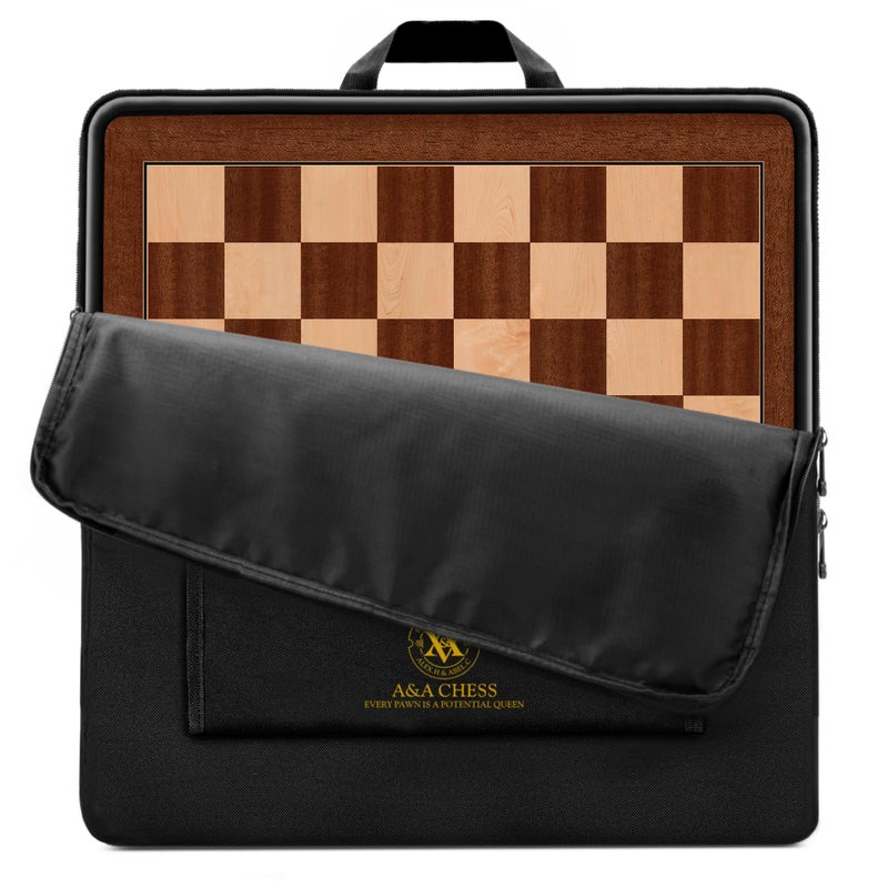A&A 18.875" Professional Wooden Tournament Chess Board/Mahogany & Maple Inlaid / 2.0" Squares w/o Notation - Image 1